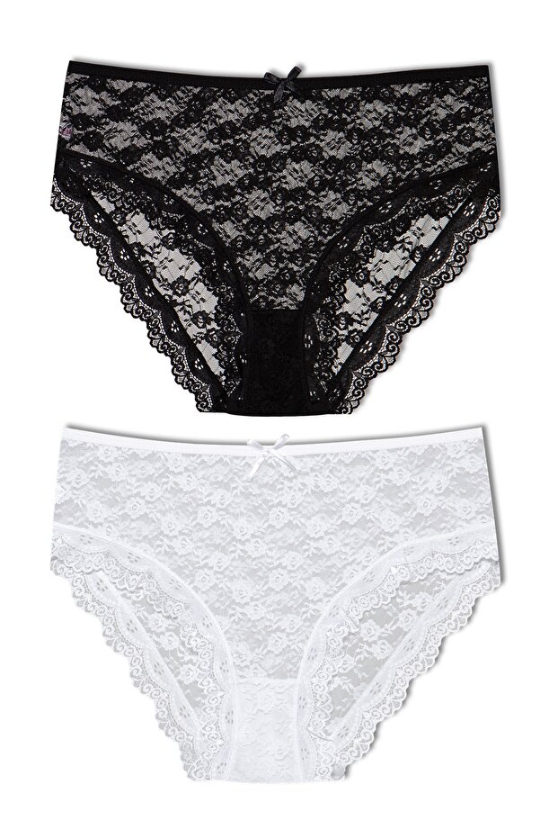 2-Piece Lace High Waist Plus Size Women's Panties