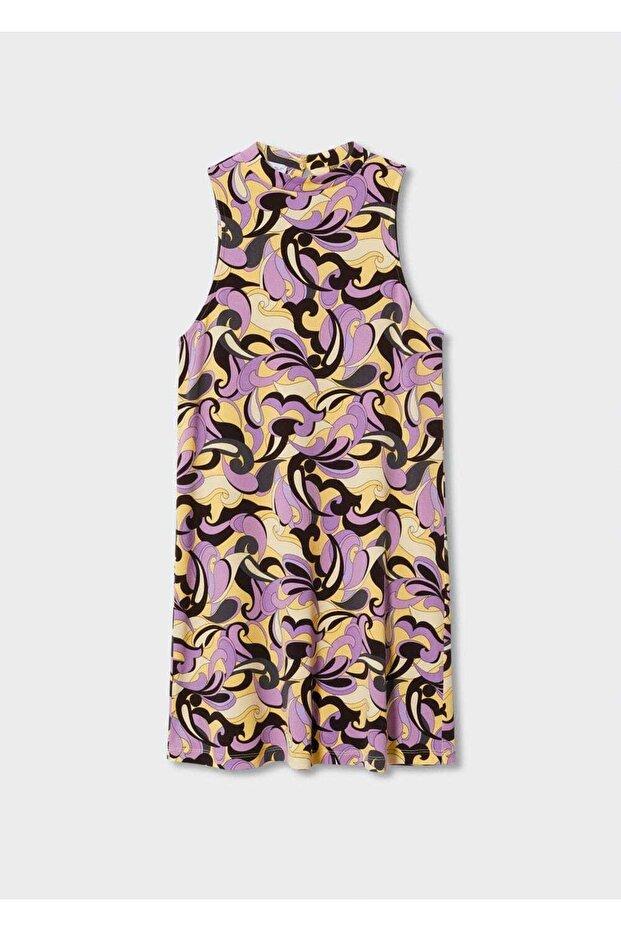 Desenli Retro Elbise - 3