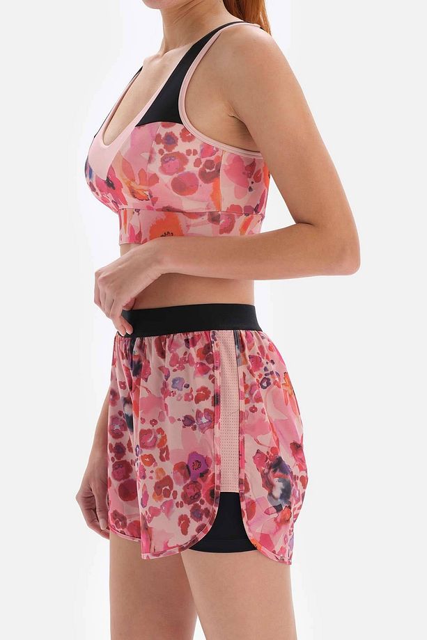 Pembe Kadın Desenli Şort Taytlı - 5