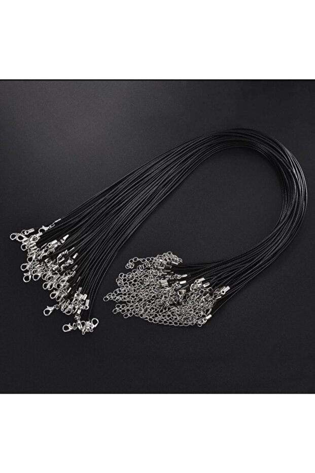 50 Pieces Black Pleated Ready Necklace Rope 45 cm 5 cm