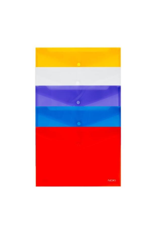 A4 Document Envelope with Snap Fastener Mixed Color 12 Pieces (3101)