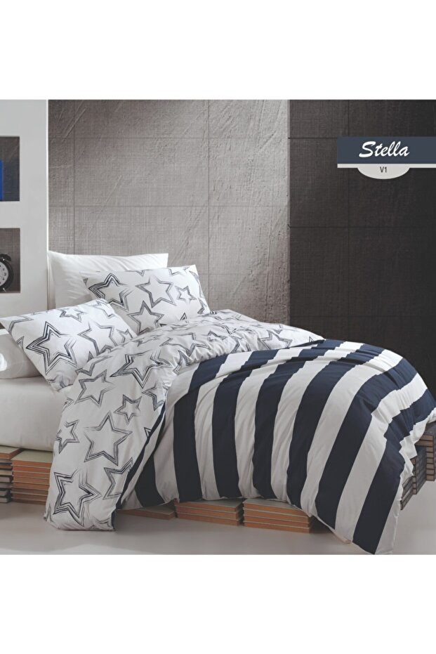 Stella King Size Quilted Duvet Cover Set 4 Seasons Set 100% Cotton Ranforce Fabric