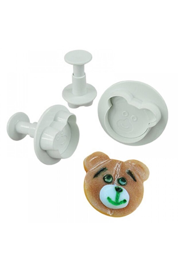 3 قطع من قوالب البسكويت المطبوعة على شكل دمية دب - 1