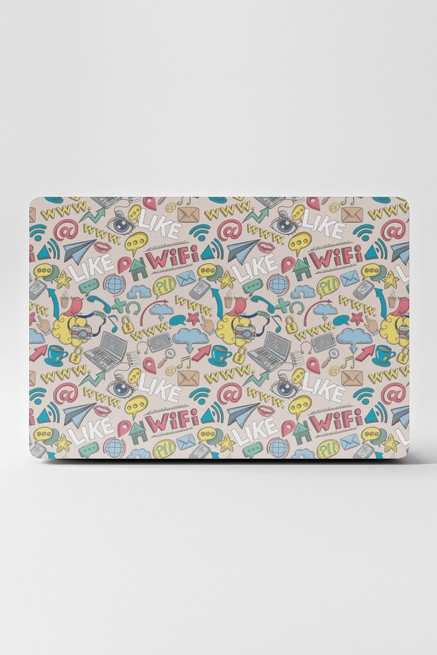 Laptop Sticker Kaplama Notebook Macbook Wifi Temalı