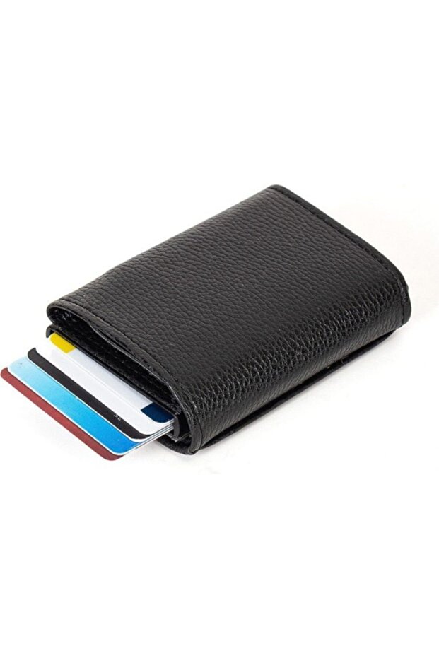Faux Leather Business Card Credit Card Wallet with Automatic Mechanism Card Holder