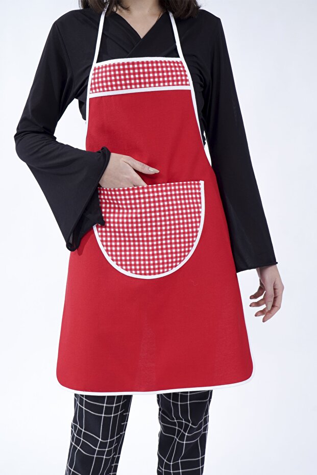 مريلة مطبخ باللون الأحمر - 1
