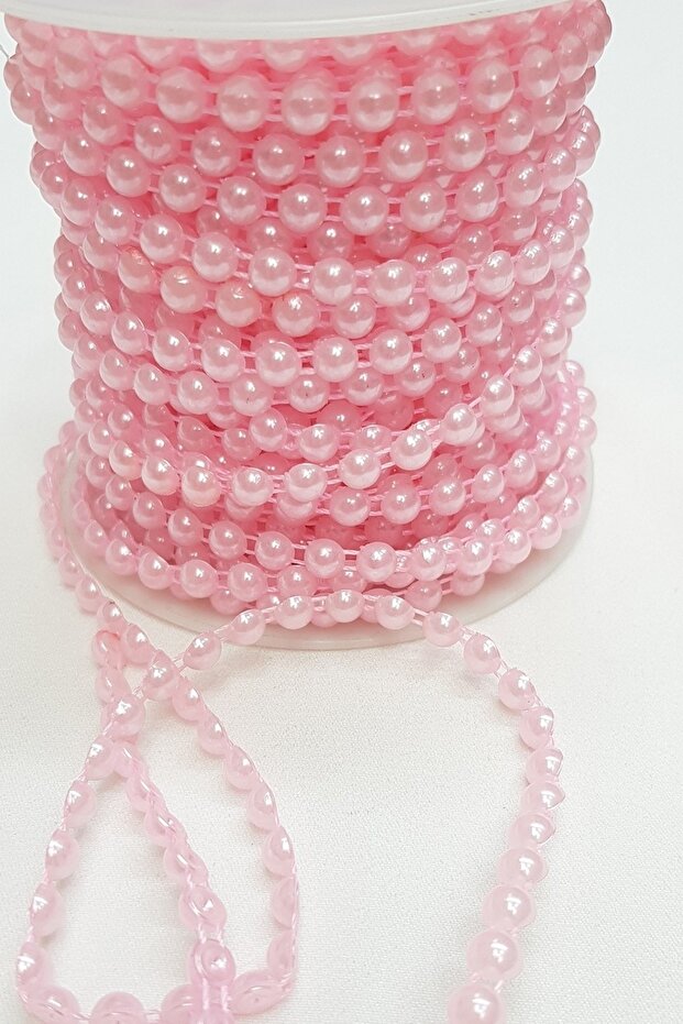 Pink Cut Pearl Double Row 6 mm Price Is for 1 Meter Suitable for Various Decorations - Beads, Stylish Design - 1