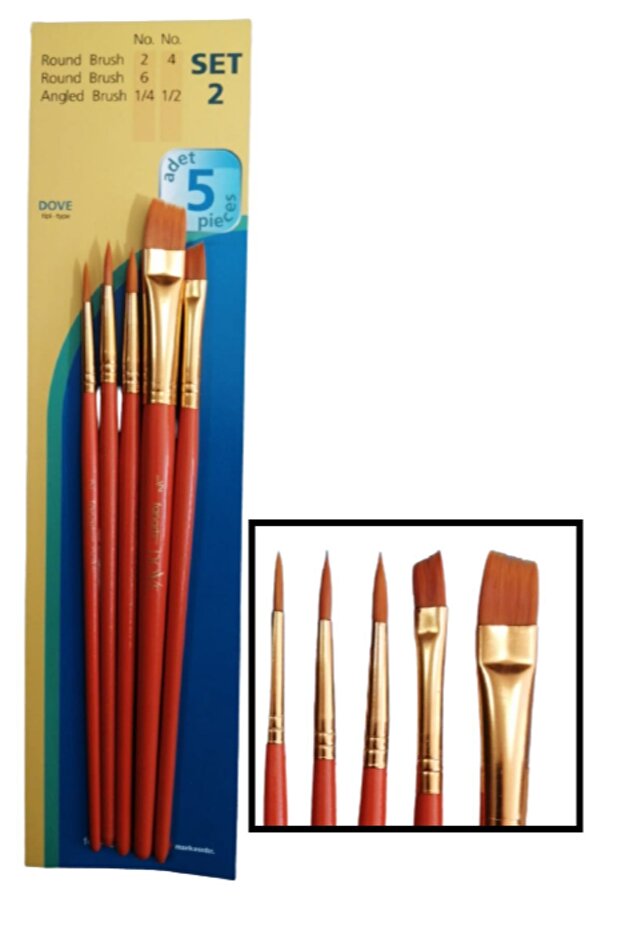 Synthetic Brush Set Academy Dove 5 Piece Brush Set 1 Pack