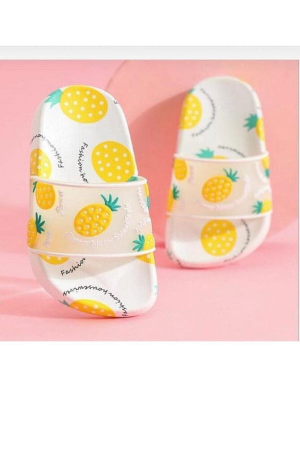 Meyveli Ananas Kaydırmaz Taban Çocuk Terlik Plaj Havuz Terliği - 1