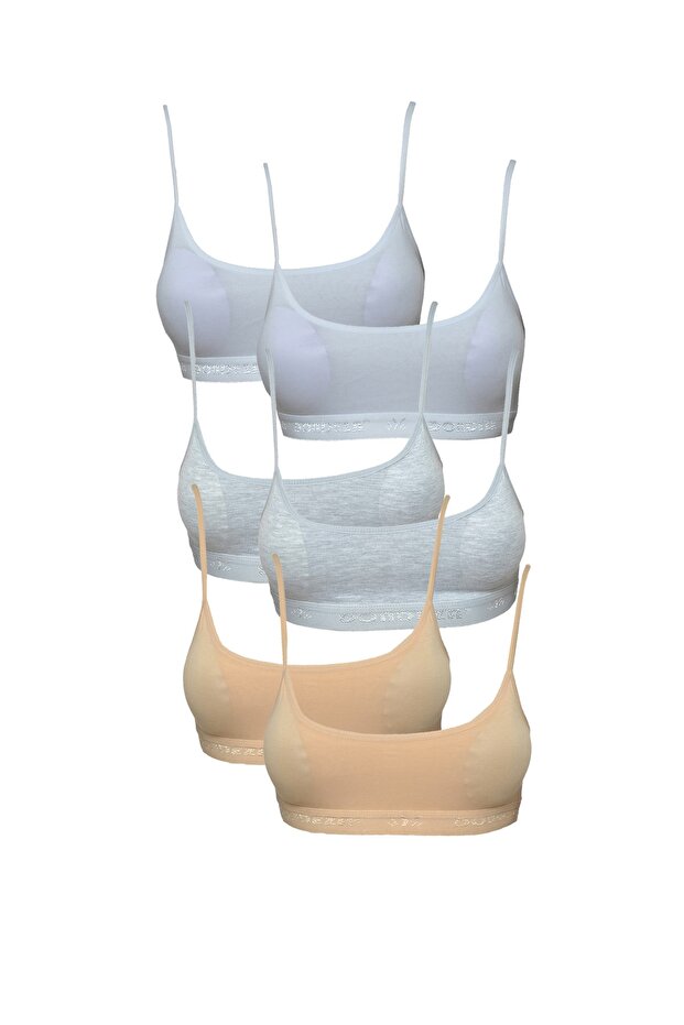 White Gray and Skin Bustier with Pads and Rope Straps, 6 Pieces