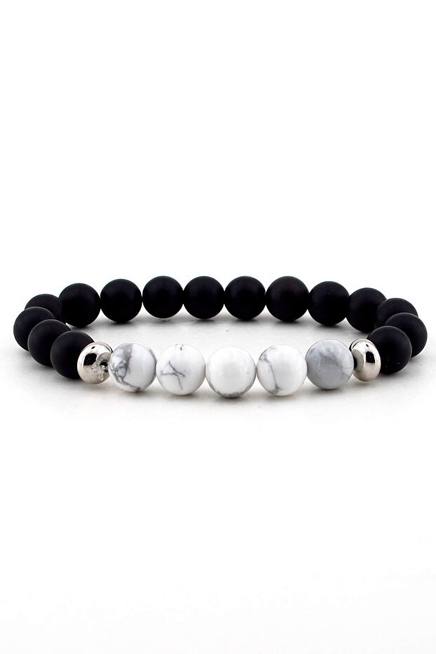 Women's Howlite - Matte Onyx Natural Stone Bracelet B810