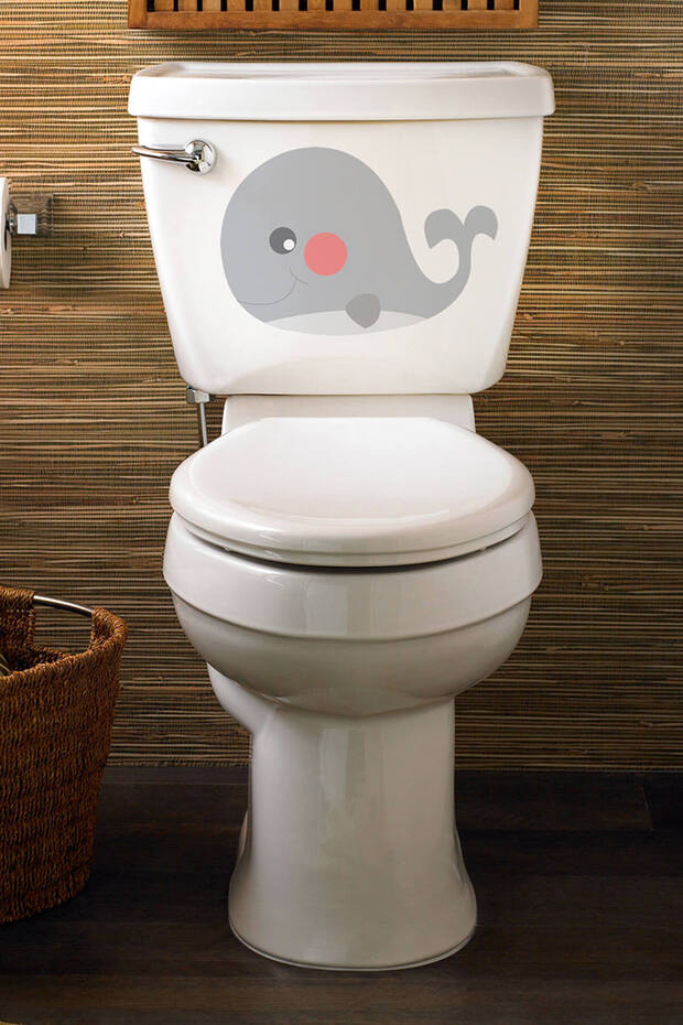 Cute Whale Toilet Seat and Bathroom Sticker