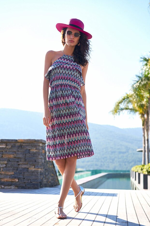 Rochie de plajă violet pentru damă - 1