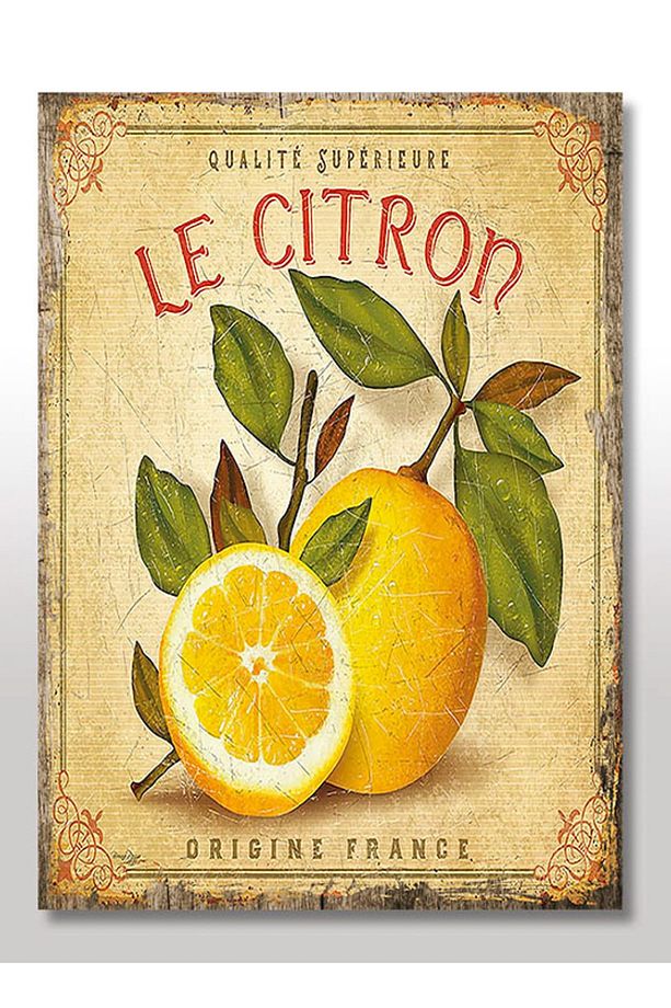 50cmX70cm Ahşap Tablo Dalından Yeti Tolanmış Limon Desenli - 1