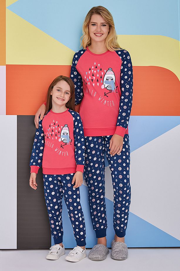 Kadın Pembe Uzun Kollu Pijama Takımı 1371 - 2