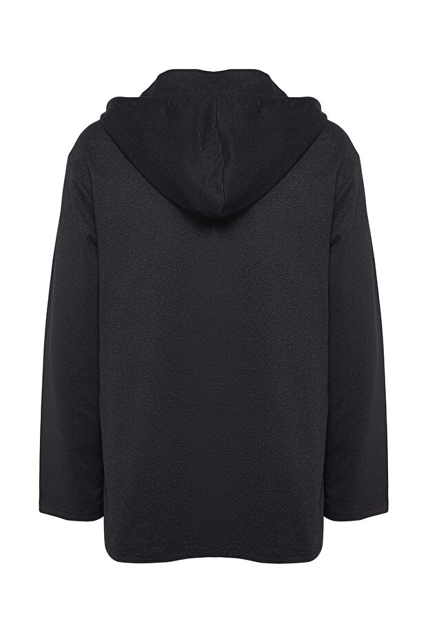Antrasit Fermuarlı Kapüşonlu Sweatshirt/Hırka TMNAW21HI0211 - 8