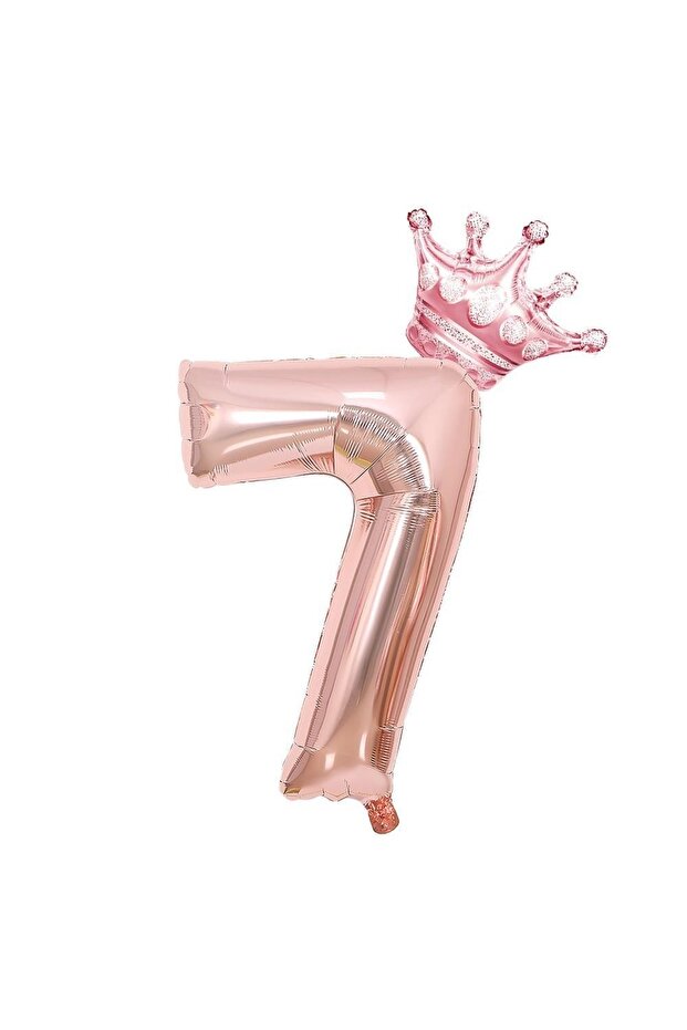 7 Rose Gold Number And King Crown Foil Balloon Birthday Party Celebration Set
