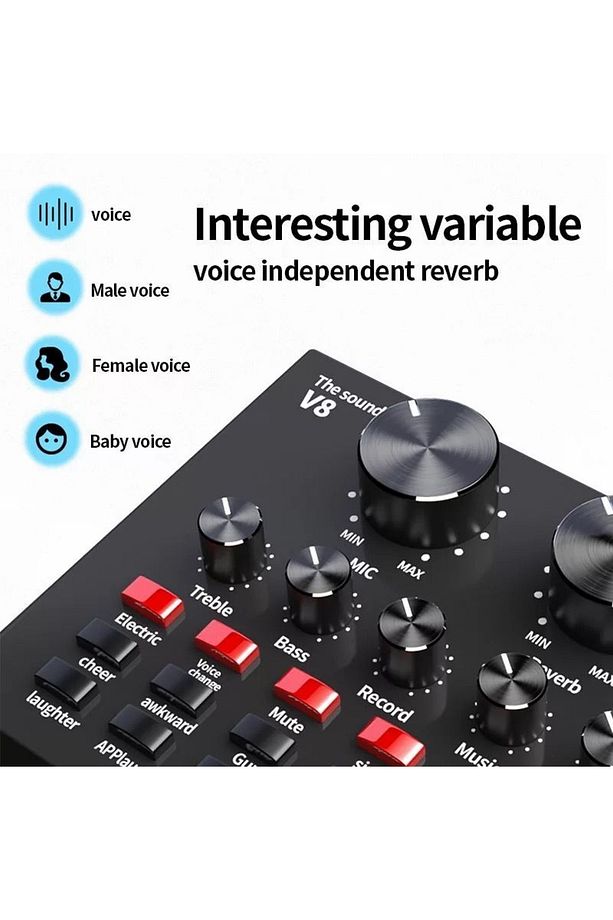 Bm800 Profesyonel Mikrofon Kitleri V8 Ses Kartı Ile Karaoke Mikrofon Standı Kondenser Usb Mikrofon - 4