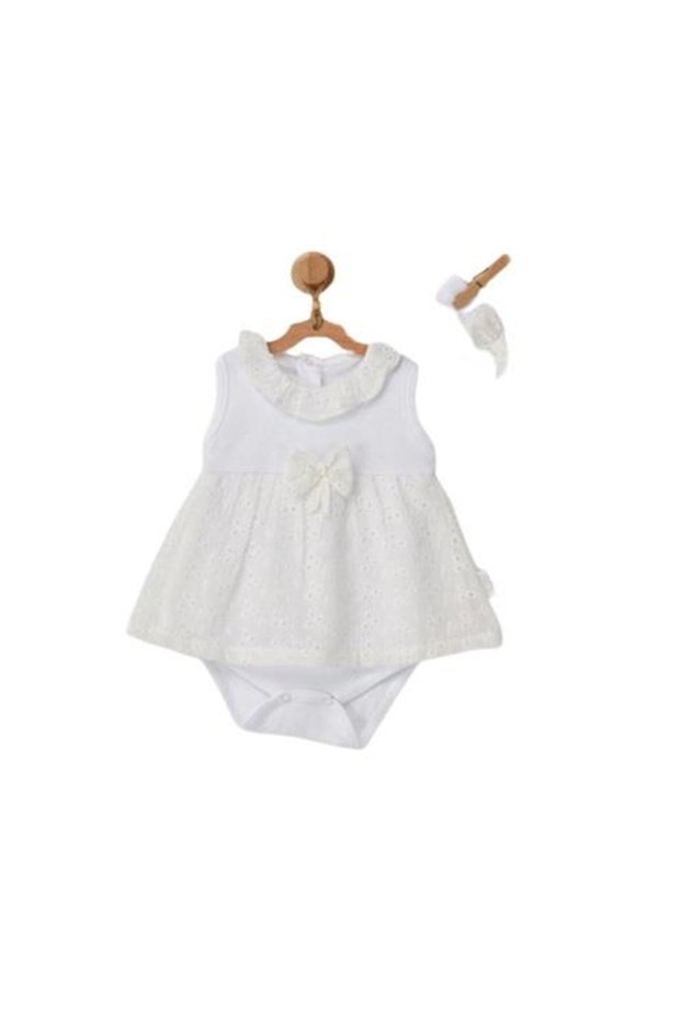 Ac22503 Floral Street Baby Dress Set White