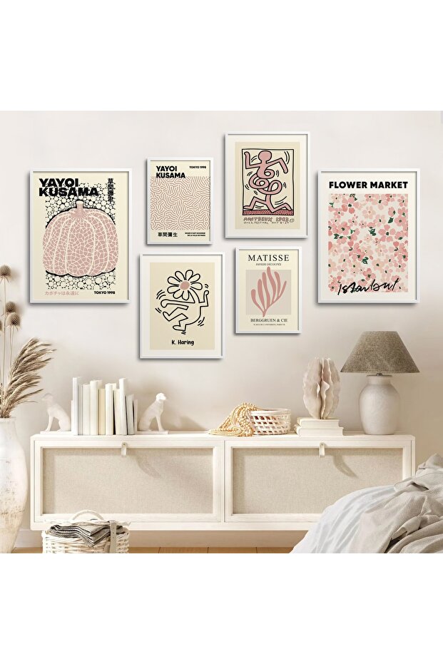 White Wooden Framed 6 Piece Painting Set Set of Six (Alti-001-White)