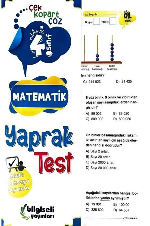 4.sınıf Bilgiseli Matematik Yaprak Test - 2