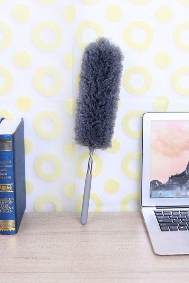 فرشاة غبار رمادية برأس ناعم من الألياف الدقيقة قابلة للتمديد بطول 140 سم - 6