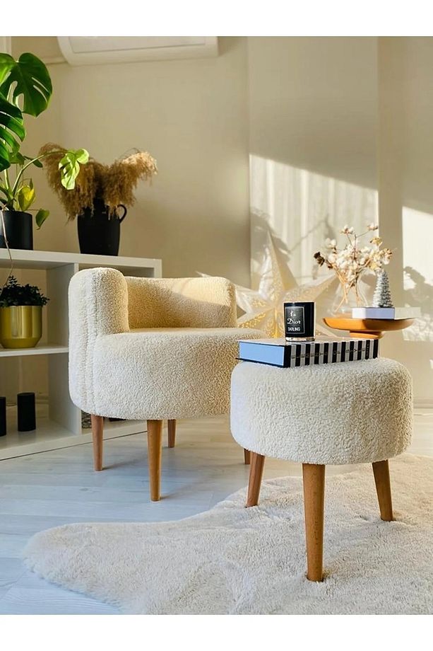 Çay Seti Tekli Koltuk Berjer Ve Puf Takımı (salon, Balkon, Ofis) 2 Li Takım - 3