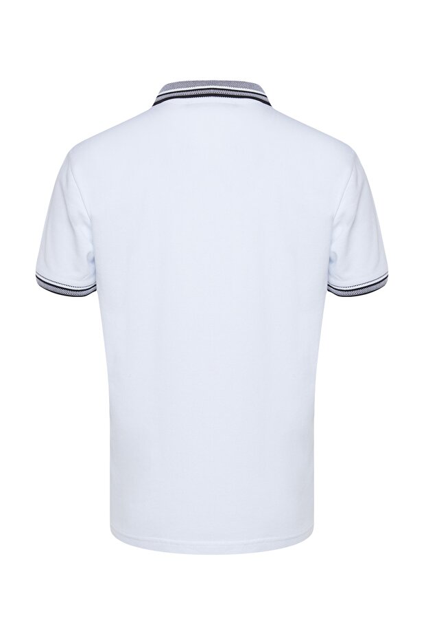 Biała koszulka polo z kołnierzykiem – 100% bawełna, slim/slim fit TMNSS22PO00014 - 8