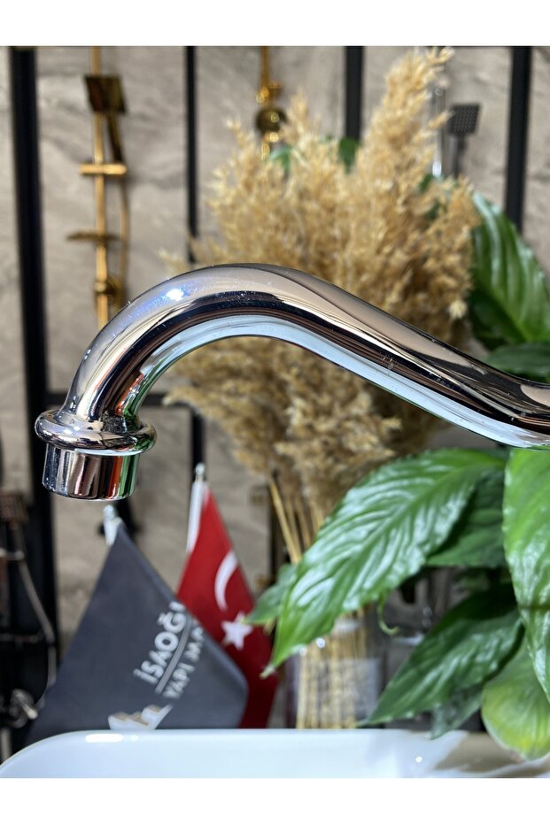 Rustik Mutfak Bataryası Gümüş Evye Musluğu Avantgarde Tasarım Aç Kapa Sistem Mutfak Bataryası - 3