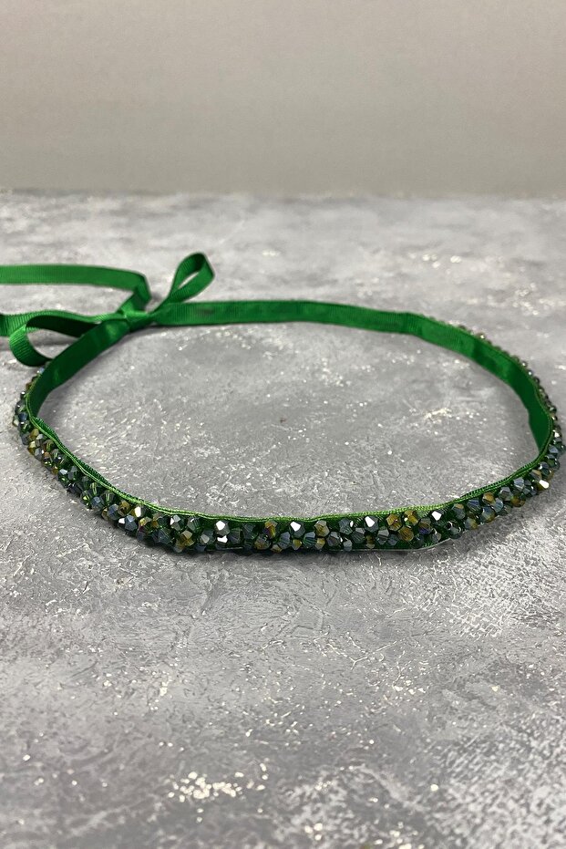 Emerald Green Crystal Beaded Evening Dress Belt Accessory – Belt, Stylish Design, Women's Accessory