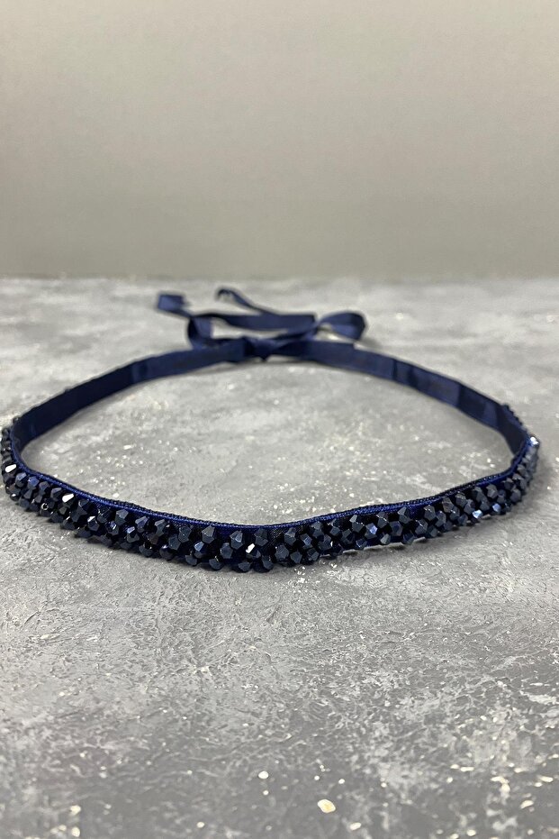 Handmade Belt Navy Blue Crystal Beaded Evening Dress Belt Accessory – Belt, Stylish Design