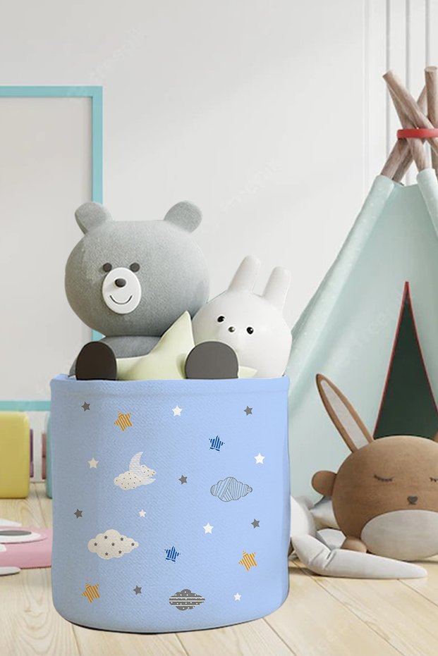 Cloud Patterned Children's and Baby's Room Organizer Toy Basket Tlas-029