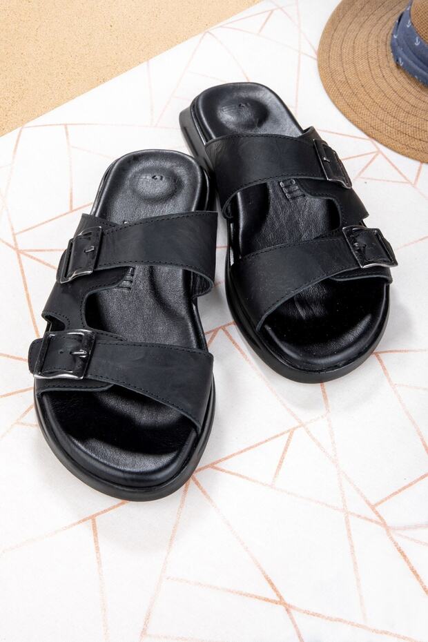 Bada Genuine Leather Men's Slippers, Genuine Leather Slippers, Orthopedic Sole Slippers, Light Leather Slippers