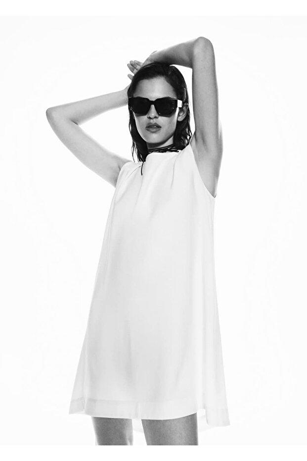 Dökümlü Oversize Elbise - 5