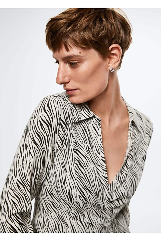 Hayvan Desenli Uzun Elbise - 8