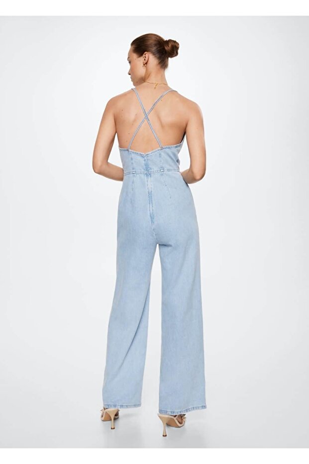 Pamuklu Denim Tulum - 4