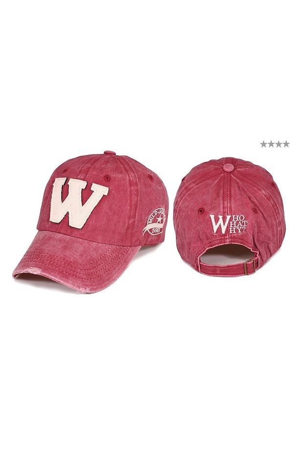 W Nakışlı Eskitme Premium Unisex Şapka - 1