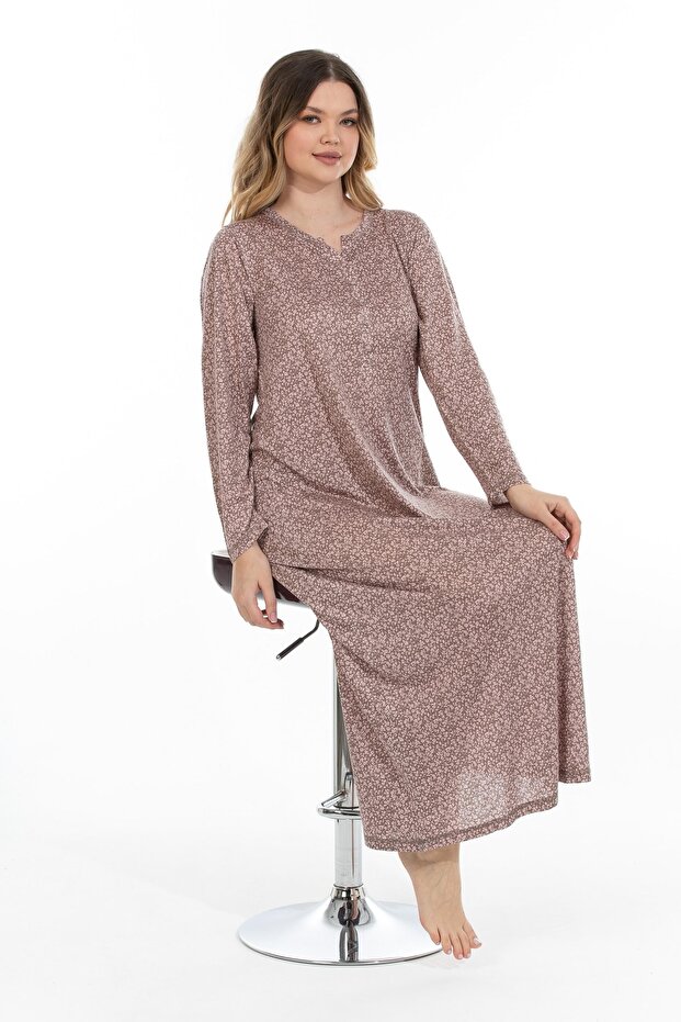 Kadın Bambu Uzun Ev Elbisesi Gecelik - 2