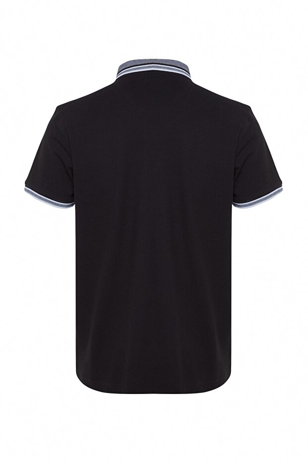 Siyah Slim/Dar Kesim %100 Polo Yaka T-shirt TMNSS22PO00014 - 11