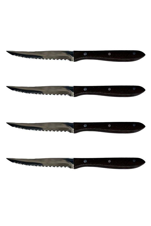 4 Lü Ahşap Saplı Steak Bıçağı Seti