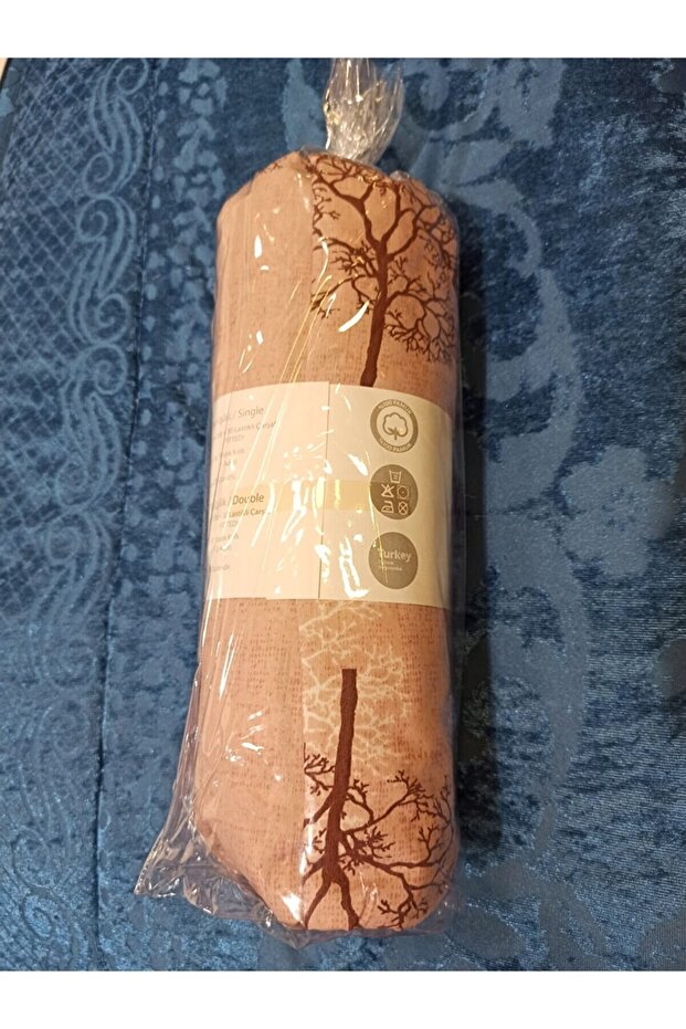 Tree of Life Patterned Cotton Single Sheet Set - Elastic, 100x200 cm, Corner Depth - 4
