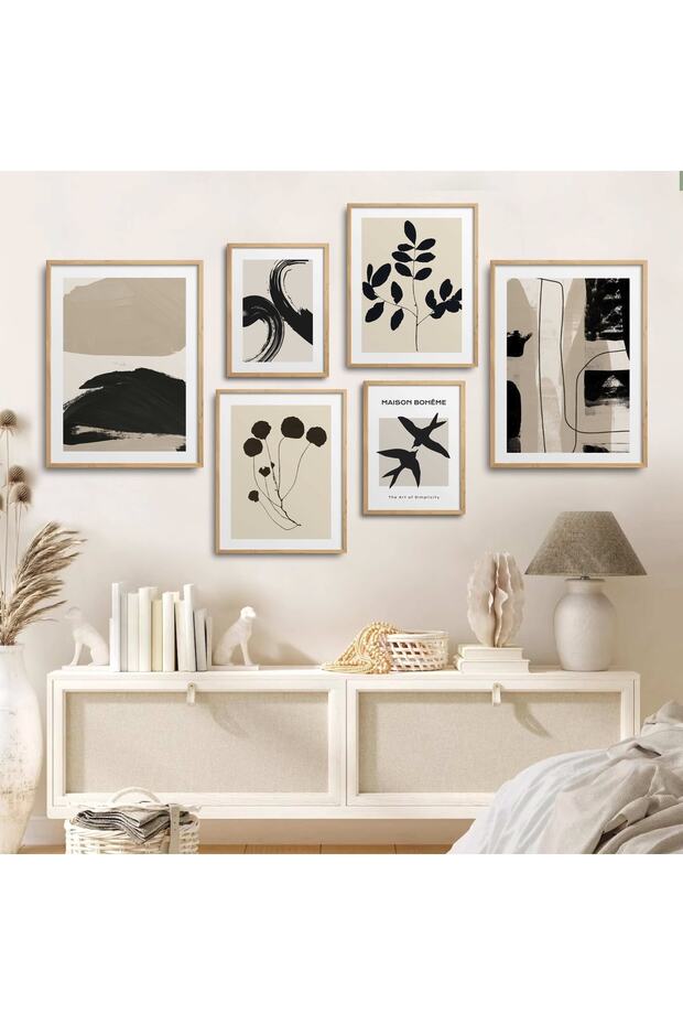 Natural Wooden Framed 6-Piece Painting Set Six-008