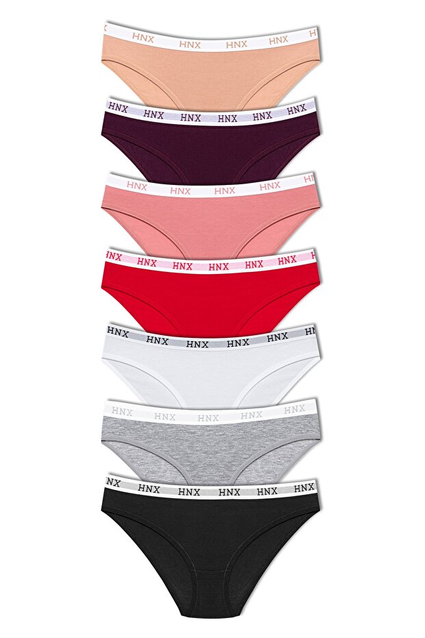 7-Piece Cotton Written Jacquard Elastic Women's Slip Panties