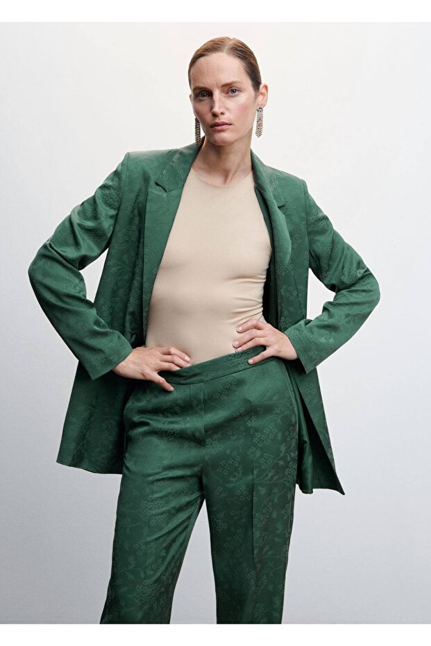 Jakarlı Kumaş Pantolon - 6