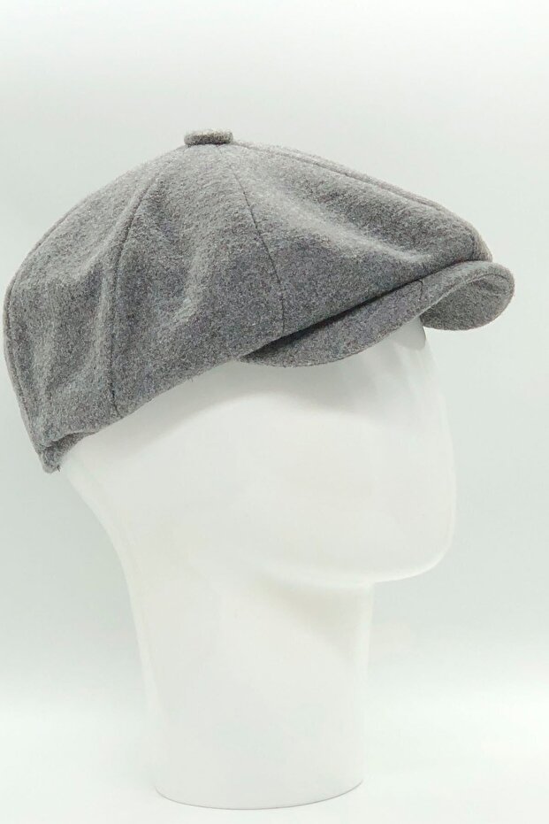 Winter Cashmere Wool Gray English Style Peaky Blinders Cap 8-Piece Cap Hat