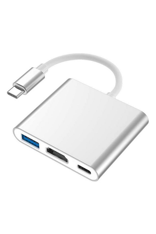 Macbook Uyumlu Alüminyum Kasa 3 In 1 Type C To Hdmı - Type C - Usb 3.0 Çevirici - 1