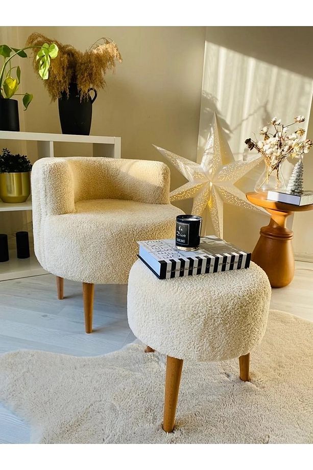Çay Seti Tekli Koltuk Berjer Ve Puf Takımı (salon, Balkon, Ofis) 2 Li Takım - 4