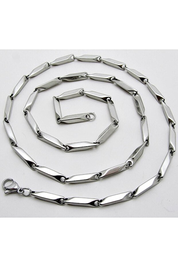 Lifair Accessory Men's Steel Necklace Cube Triangle Model Chain