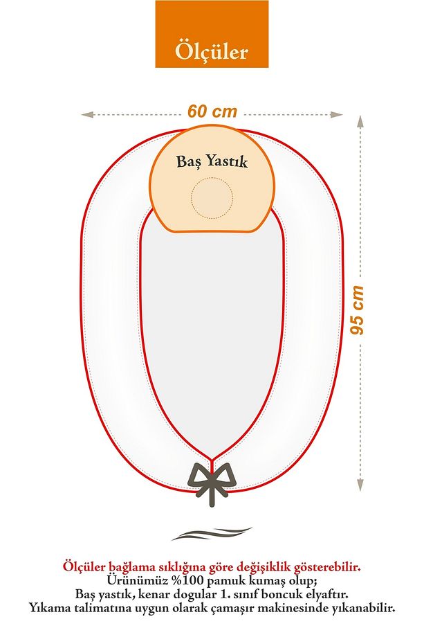 Babynest, Bebek Uyku Yatağı 0-2 Yaş - %100 Pamuk - Pudra Kelebek - 4