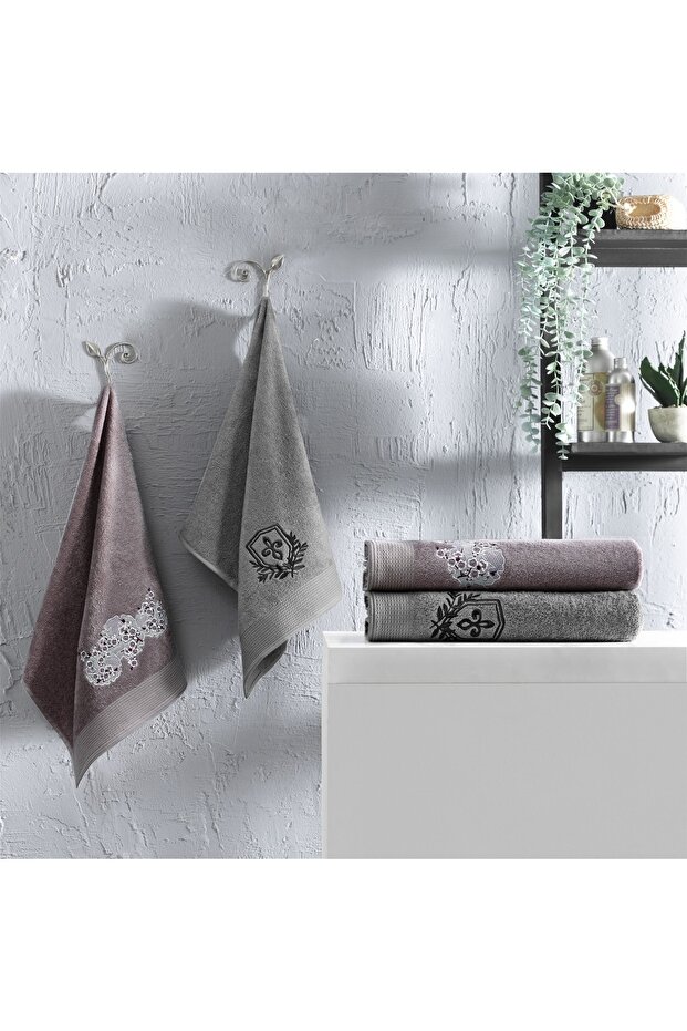 Mild Bambu Hamam Seti Mürdüm Antrasit - 1